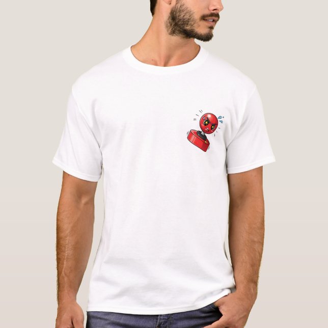 T-shirt Intense Red Arcade Joystick with Starry Eyes (Devant)