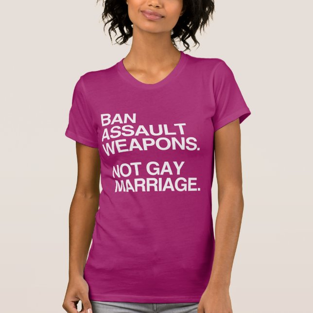 T-SHIRT INTERDIRE LES ARMES D'AGRESSION NON LE MARIAGE HOM (Devant)