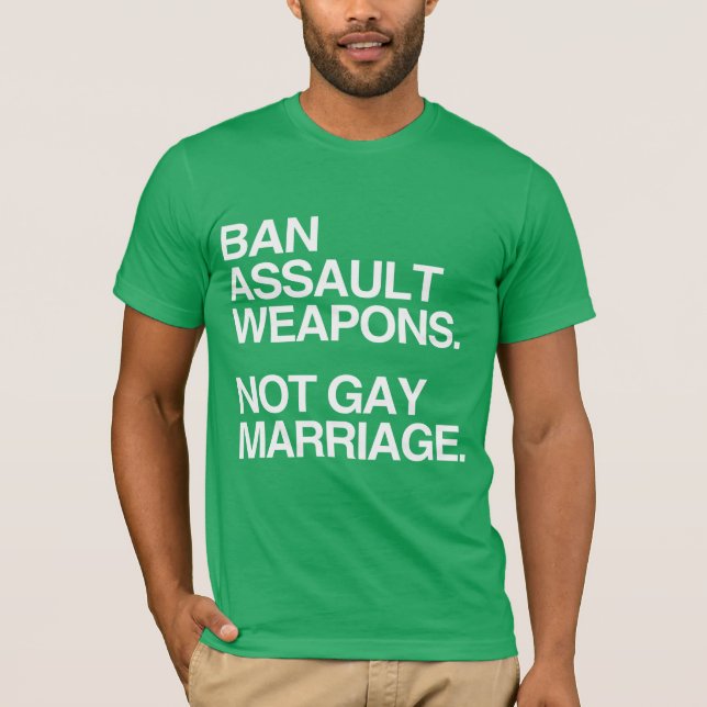 T-SHIRT INTERDIRE LES ARMES D'AGRESSION NON LE MARIAGE HOM (Devant)