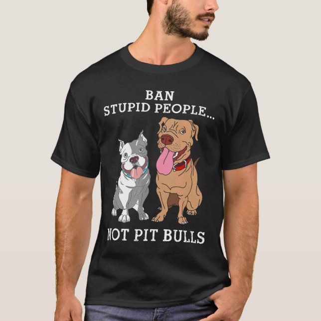 T-shirt Interdire les gens stupides pas les Pit Bulls Cade (Devant)