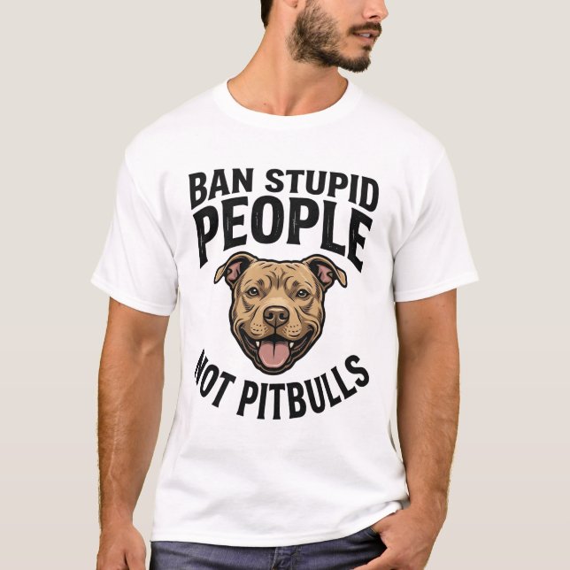 T-shirt Interdire les gens stupides pas les Pitbulls Vinta (Devant)