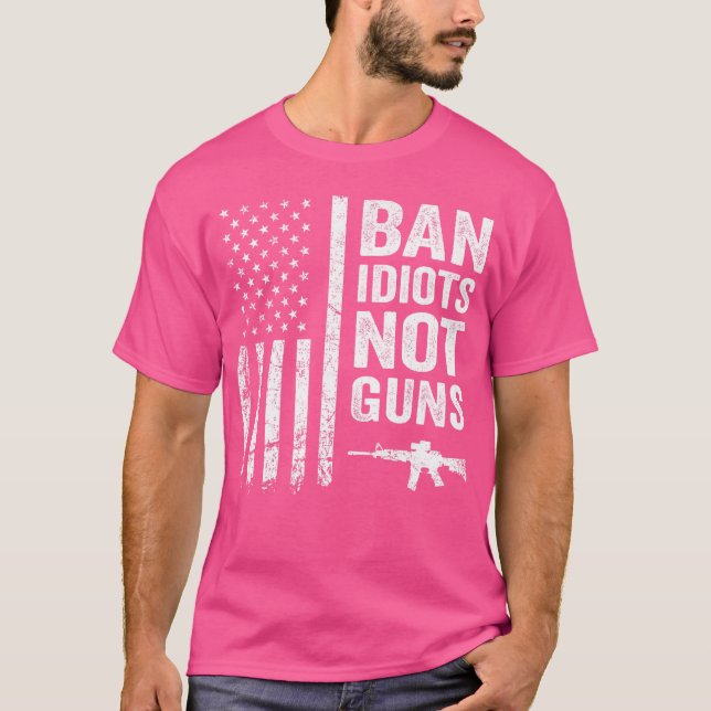 T-shirt Interdire Les Idiots Pas Les Armes À Feu Usa Drape (Devant)