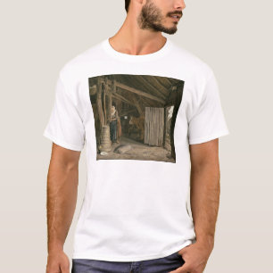T-shirt Intérieur de grange avec du beurre de barattage d