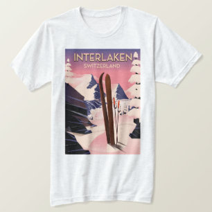 T-shirt Interlaken Suisse poster voyage ski.