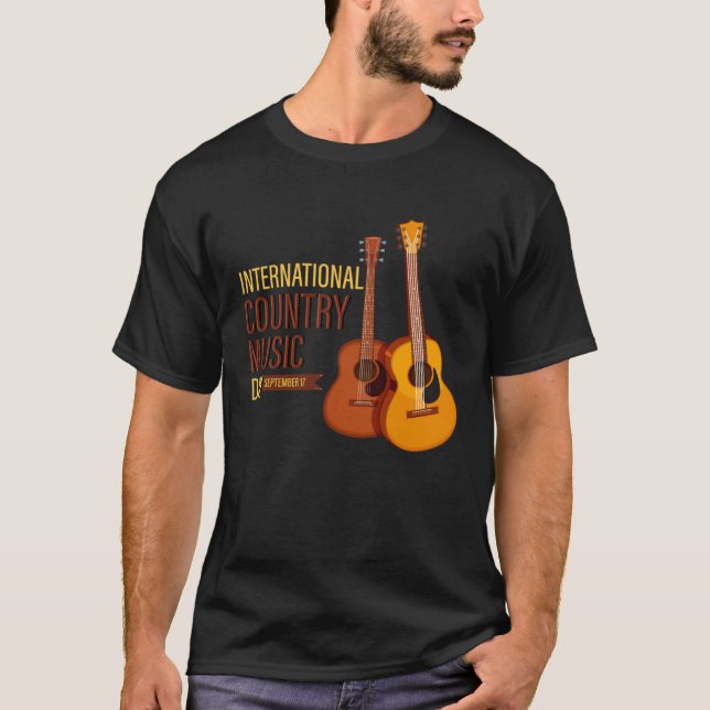 T-shirt International country music day  Guitar (Devant)