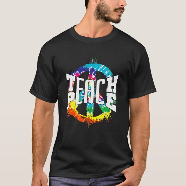 T-shirt International Teach Peace Hippie Freedom Day Tie D (Devant)