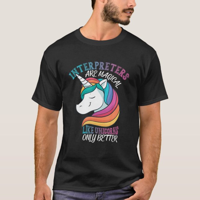 T-shirt Interprète comme licornes ASL (Devant)