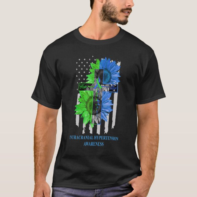 T-shirt Intracranial Hypertension Awareness US Flag Faith  (Devant)
