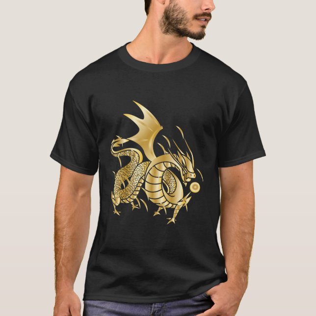 T-shirt Intrépide Golden Chinese Dragon Fire Ball (Devant)