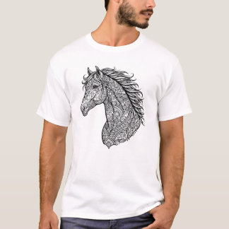 T-shirt Intricate Zentangle Horse Head Mandala Art Boho Eq