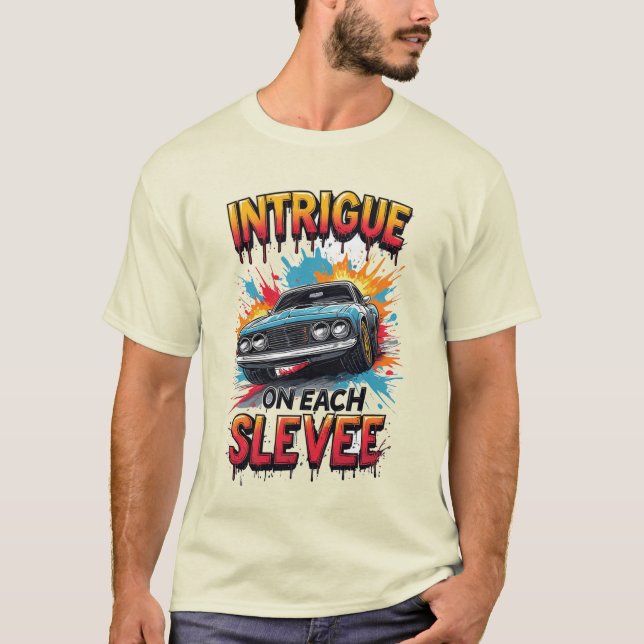 T-shirt Intrigue Chaque Manchon Voiture de Sport Fougueuse (Devant)