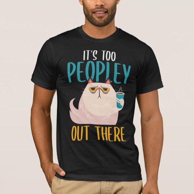 T-shirt Introduction Cat Funny introverti Boisson de café (Devant)