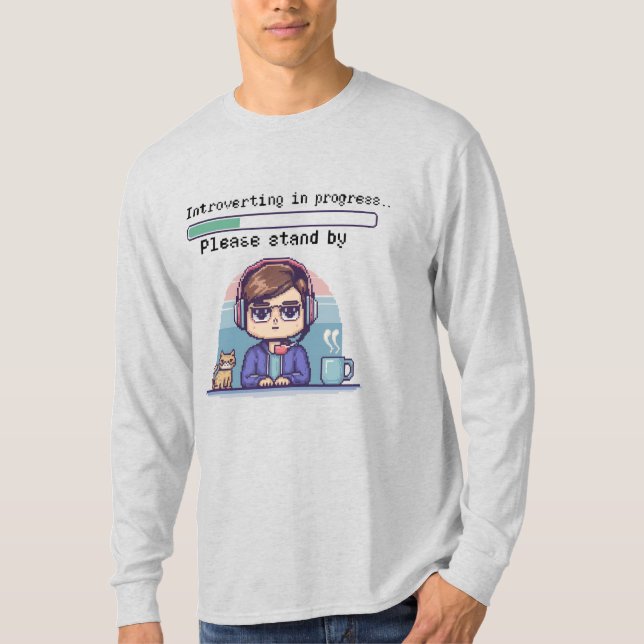 T-shirt Introversion en cours – Drôle de pixel rétro (Devant)