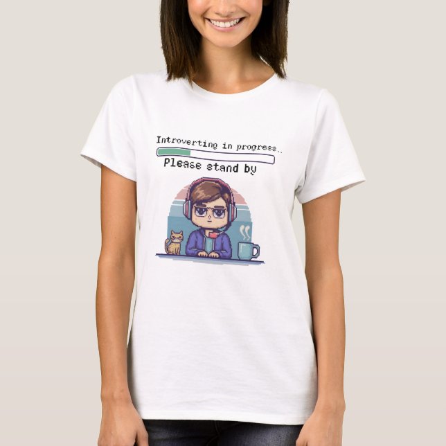 T-shirt Introversion en cours – Drôle de pixel rétro (Devant)