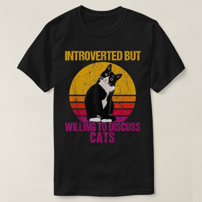 T-shirt Introverted Mais Prêt À Discuter Des Chats (Design devant)
