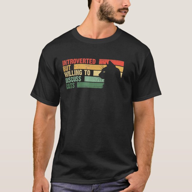 T-shirt Introverti Branché Mais Prêt à Discuter de Chat (Devant)