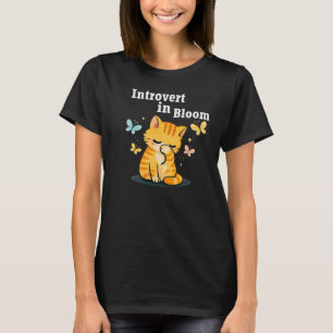 T-shirt Introverti en Fleur Mignon Chat - Esthétique Intro