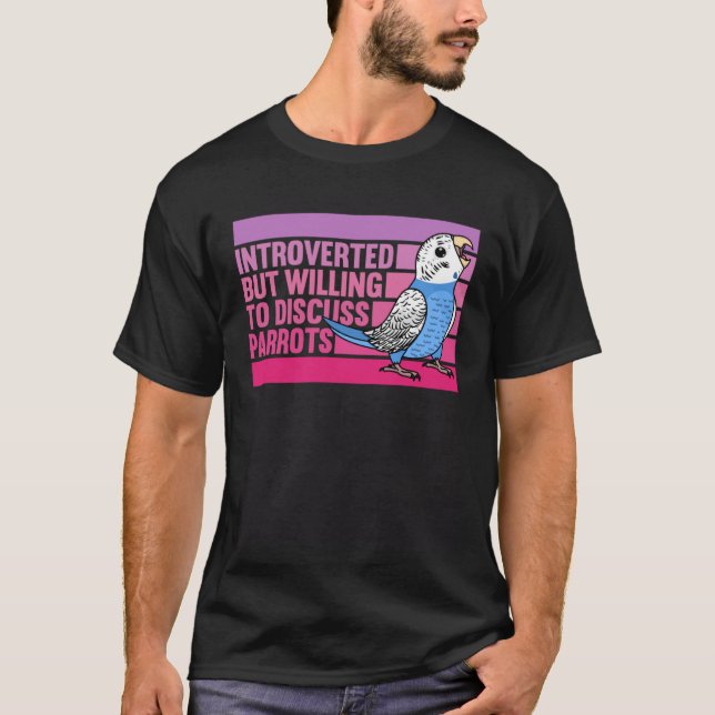 T-shirt Introverti Mais Parrots Blue Budgie Budgerigar (Devant)