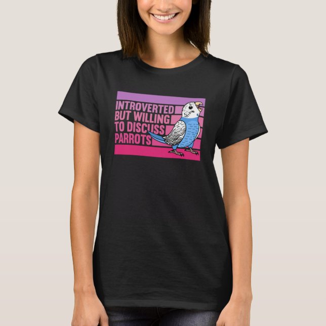 T-shirt Introverti Mais Parrots Blue Budgie Budgerigar (Devant)