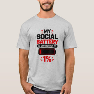 T-shirt Introverti Sarcasme Ma Batterie Sociale Est Actuel