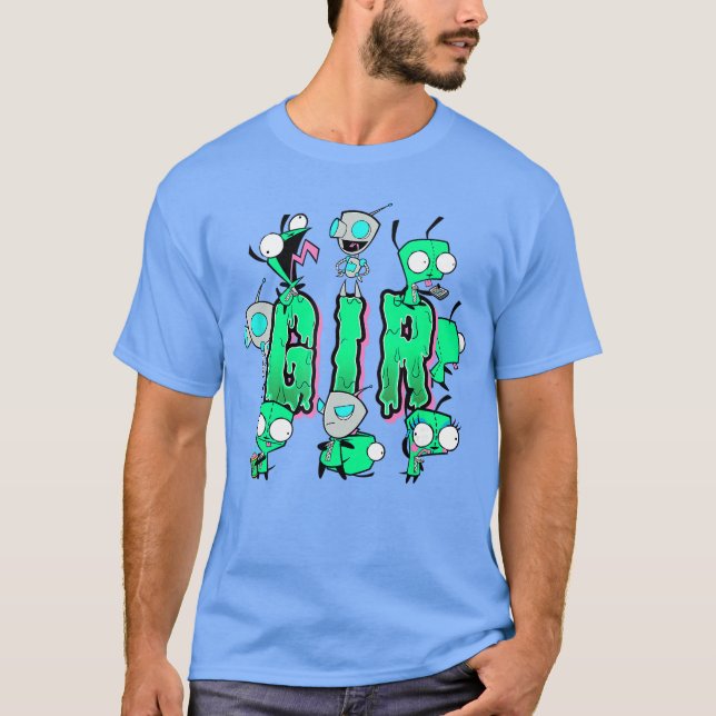 T-shirt Invader Zim Giret Design Slime Letters Funny Faces (Devant)