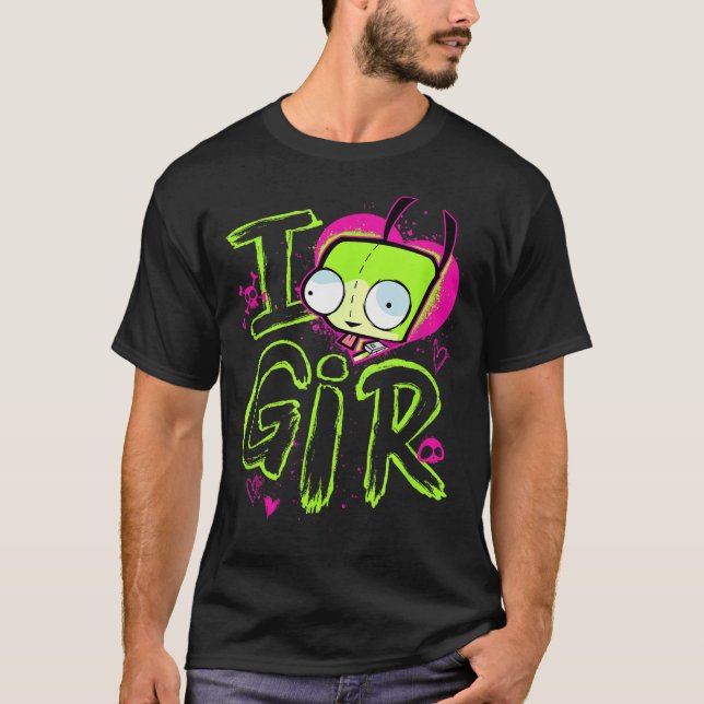 T-shirt Invader Zim Saint-Valentin J'aime la fille  (Devant)