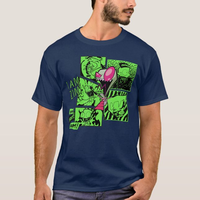T-shirt Invader Zim Zim Screaming Doom Comic Panels Collag (Devant)