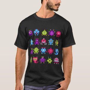 T-shirt INVADERS I Love 80s Retro 8 bits Pixel Espace Mons