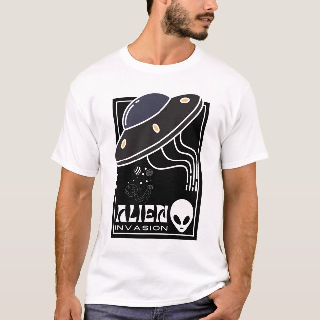 T-shirt Invasion Alien UFO galaxie spatiale (Devant)