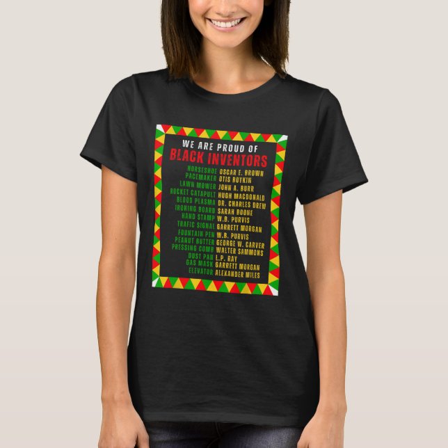 T-shirt Inventeurs noirs Fiers Noirs Histoire Mois Racines (Devant)