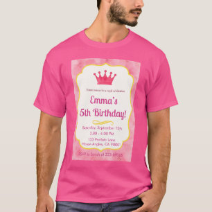 T-shirt Invitation d'anniversaire de la Couronne rose   za