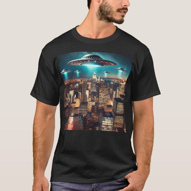 T-shirt Invitation de drones Aliens de New York (Devant)