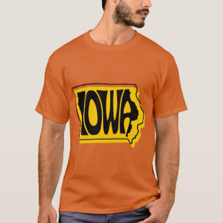 T-shirt Iowa Black and Gold State Typography Artwork