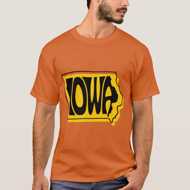 T-shirt Iowa Black and Gold State Typography Artwork (Devant)