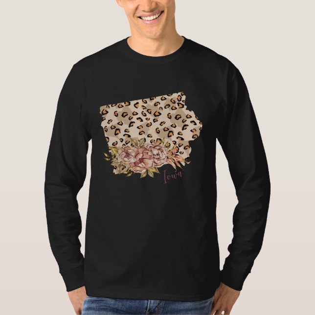 T-shirt Iowa Leopard Pattern Map Leo State Of Iowa (Devant)