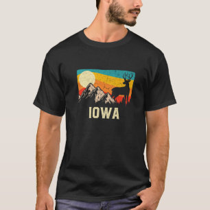 T-shirt Iowa Nature Sauvage Cerf Retro coucher de soleil R