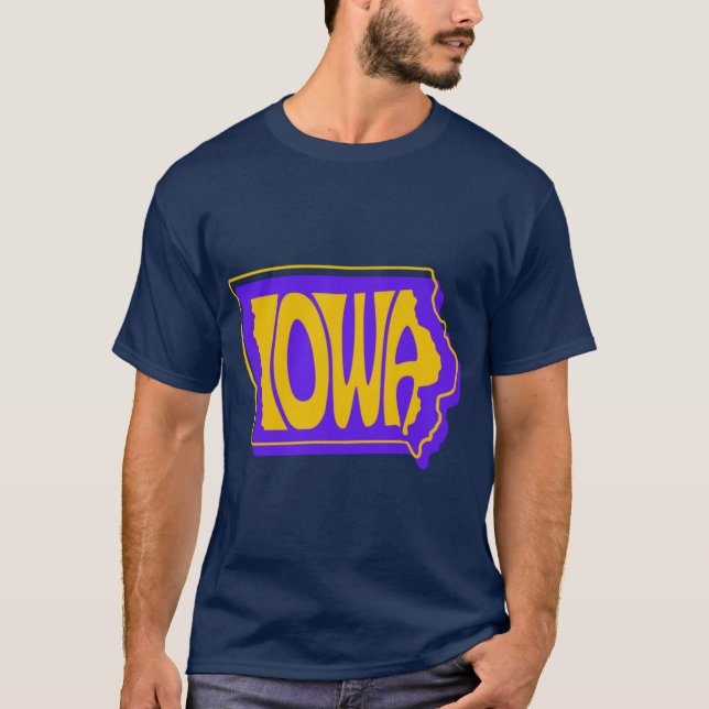 T-shirt Iowa Purple and Gold State Typography Art Oversize (Devant)