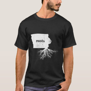 T-shirt Iowa Racines long manche T Chemise State Map Accue