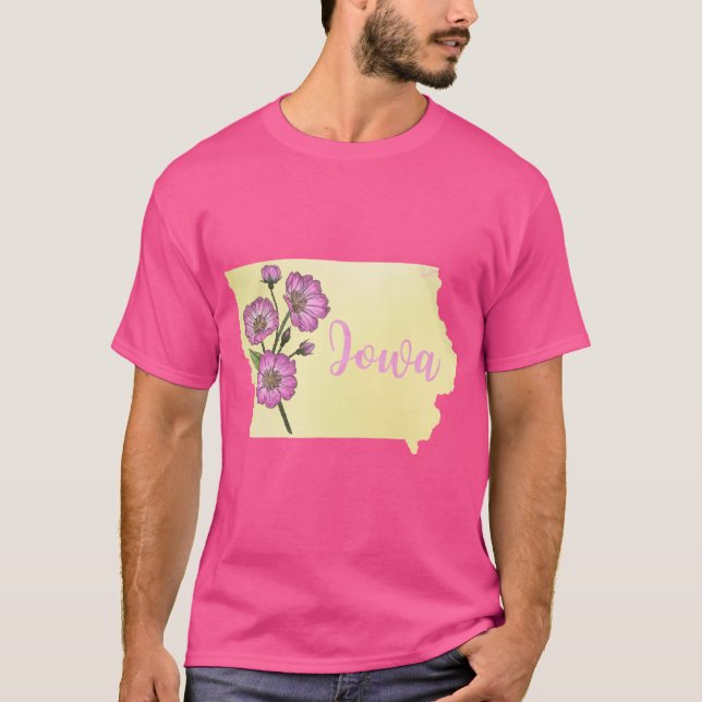 T-shirt Iowa State Flower Wild Roses Oversized (Devant)