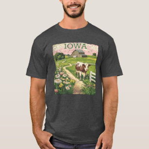 T-shirt Iowa Timbre État en détresse Vintage États-Unis