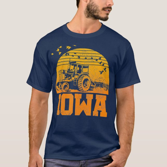 T-shirt Iowa Vintage Tracteur Rétro Farmer Cadeau (Devant)