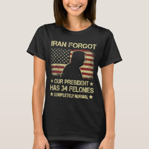 T-shirt Iran a oublié que le président a 34 crimes sur le 