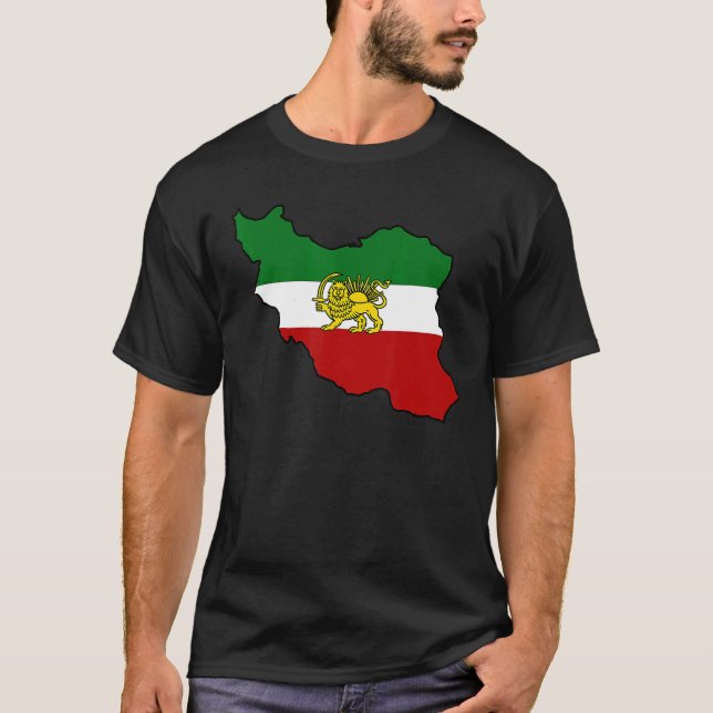T-shirt Iran - Drapeau avec un lion iranien (Devant)