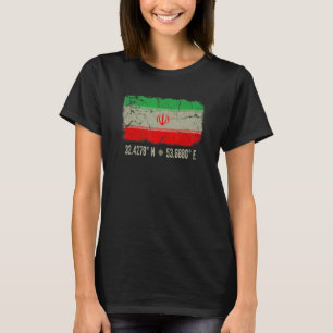T-shirt Iran Drapeau Coordonnées Hommes Femmes Patrimoine