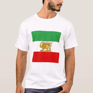 T-shirt Iran, drapeau perse avec Lion, Shah d'Iran