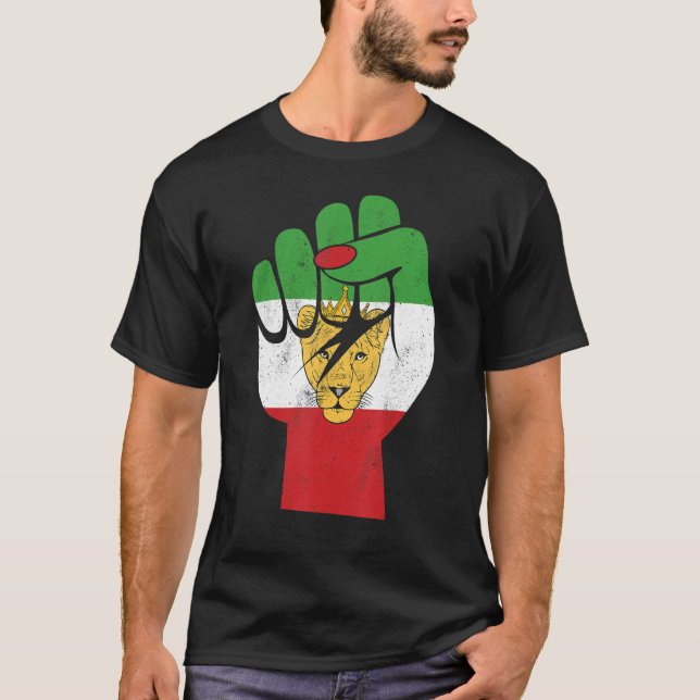 T-shirt Iran flag, Iranian Lion Symbol, Iranian Lioness, F (Devant)