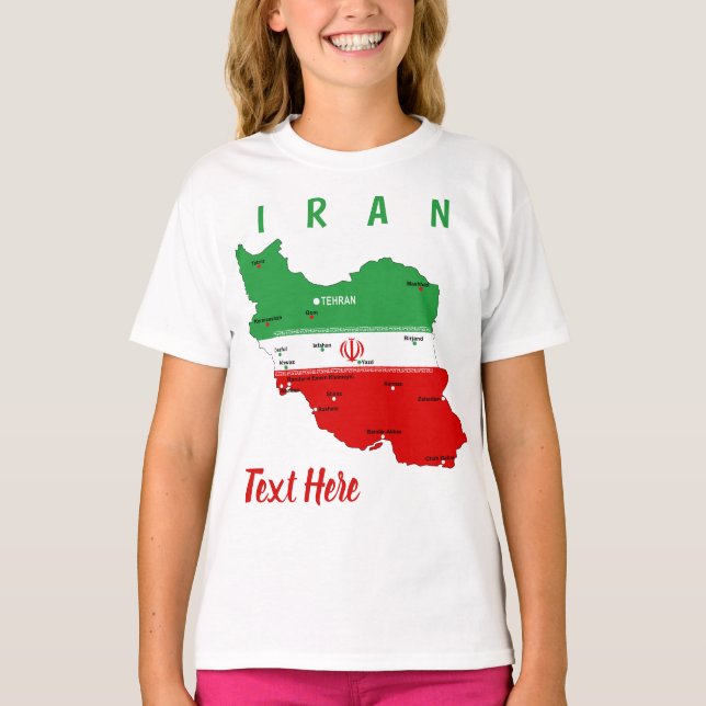 T-shirt Iran Map with Flag and Emblem (Devant)