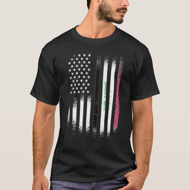 T-shirt Iraqi American Patriot Grown Country USA Flags Str (Devant)