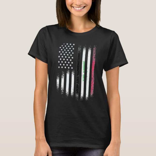 T-shirt Iraqi American Patriot Grown Country USA Flags Str (Devant)