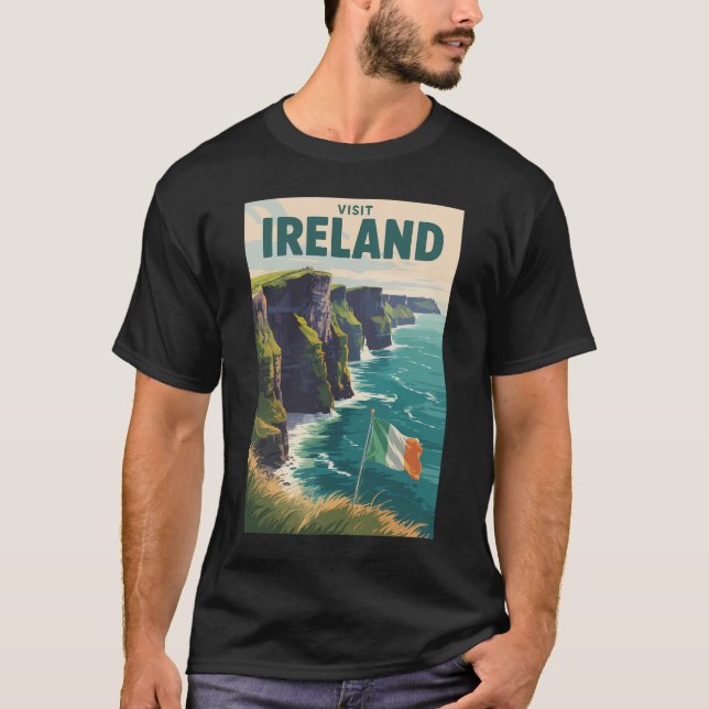 T-shirt Ireland Cliffs of Moher Illustration Travel Art (Devant)
